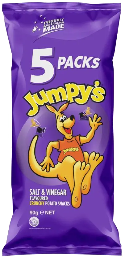 Jumpy's Salt & Vinegar Flavoured Crunchy Potato Snacks packet
