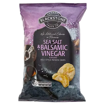 Blackstone Gourmet Snack Co. Sea Salt & Balsamic Vinegar Flavoured Deli Style Potato Chips packet