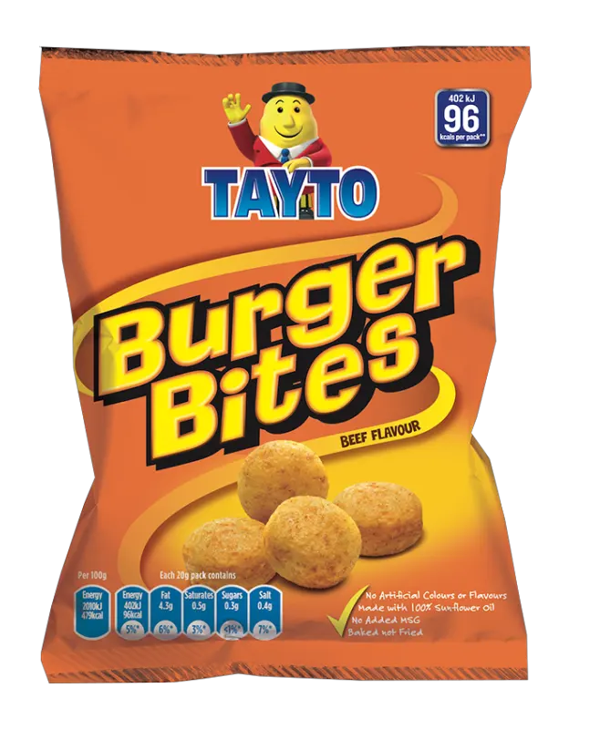 Tayto Burger Bites – Beef Flavour packet