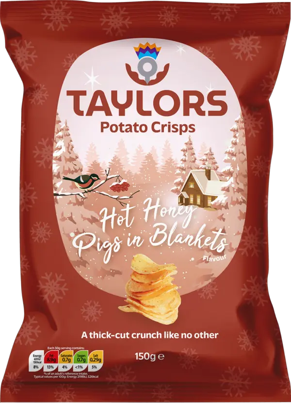 Taylors Potato Crisps – Hot Honey Pigs in Blankets packet