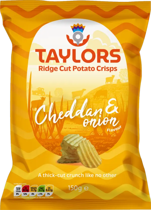 Taylors Ridge Cut Potato Crisps – Cheddar & Onion packet