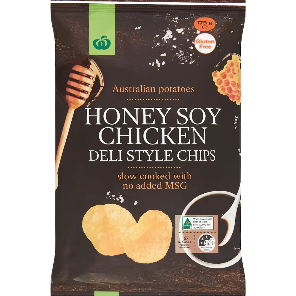 Woolworths Deli Style Chips – Honey Soy Chicken packet
