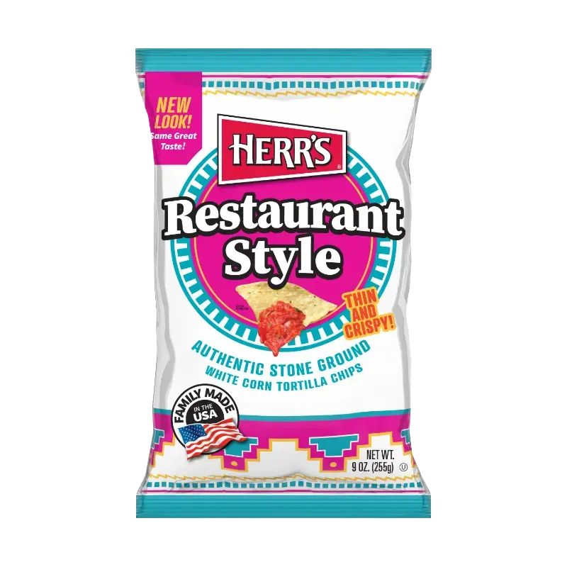 Herr's Restaurant Style White Corn Tortilla Chips – Original packet