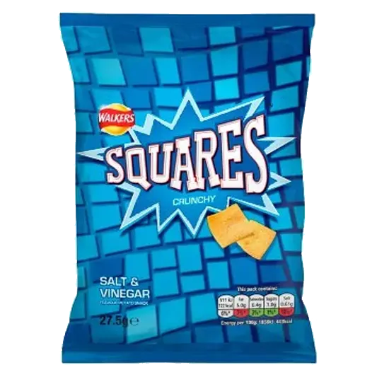 Walkers Squares Crunchy Potato Snacks – Salt & Vinegar packet