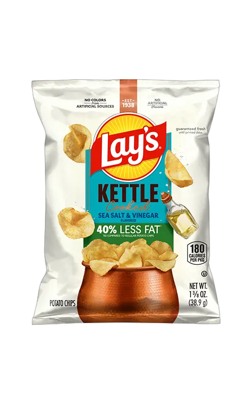 Lay's Kettle Cooked Reduced Fat Sea Salt & Vinegar Flavored Potato Chips packet