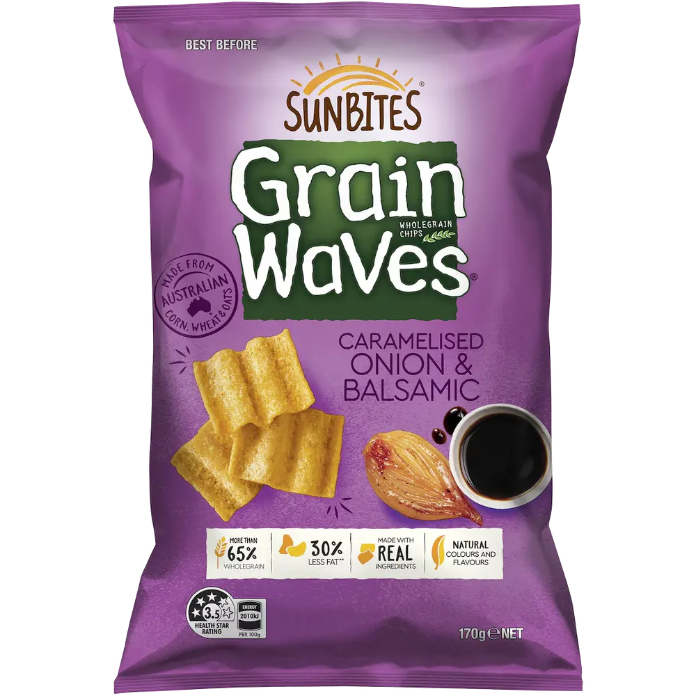 Sunbites Grain Waves Caramelised Onion & Balsamic Wholegrain Chips packet