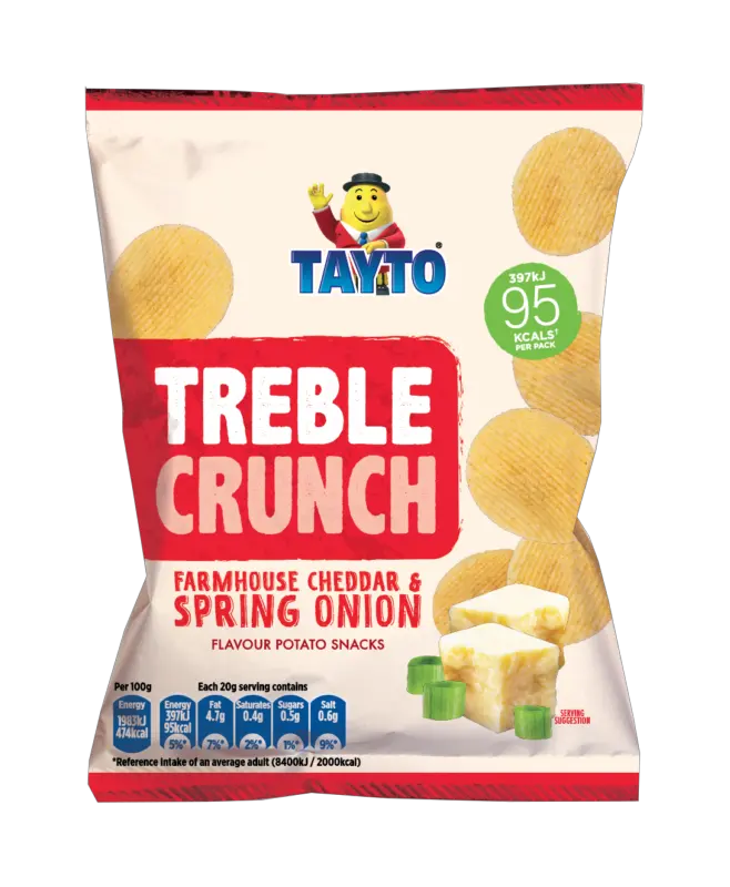 Tayto Treble Crunch Farmhouse Cheddar & Spring Onion packet
