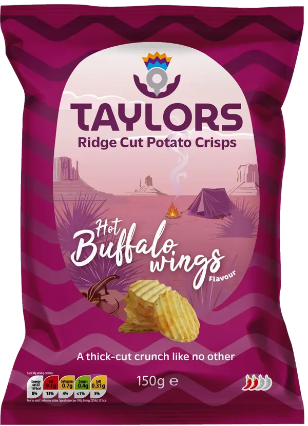 Taylors Ridge Cut Potato Crisps – Hot Buffalo Wings packet