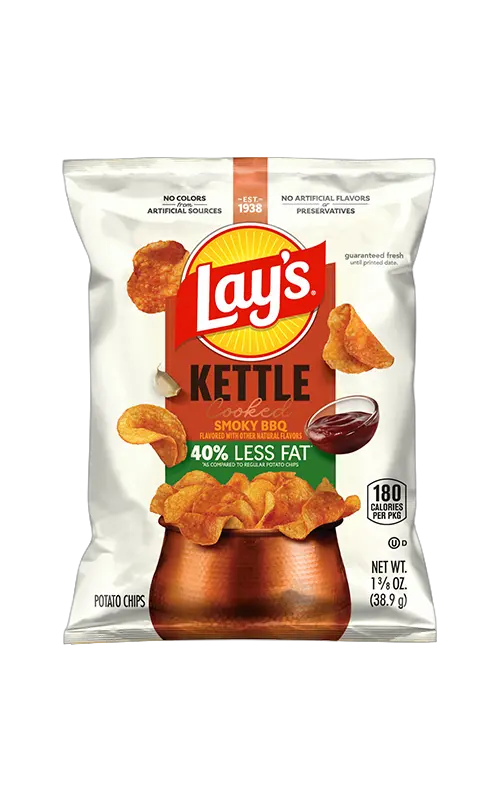 Lay's Kettle Cooked Reduced Fat Smoky BBQ Flavored Potato Chips packet
