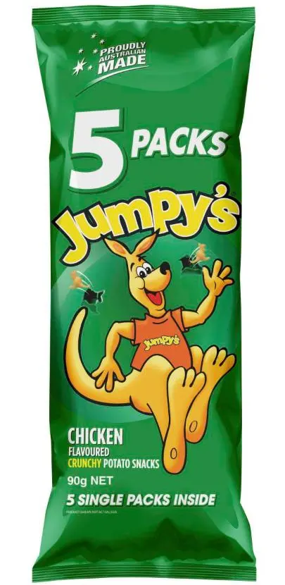 Jumpy's Chicken Flavoured Crunchy Potato Snacks packet