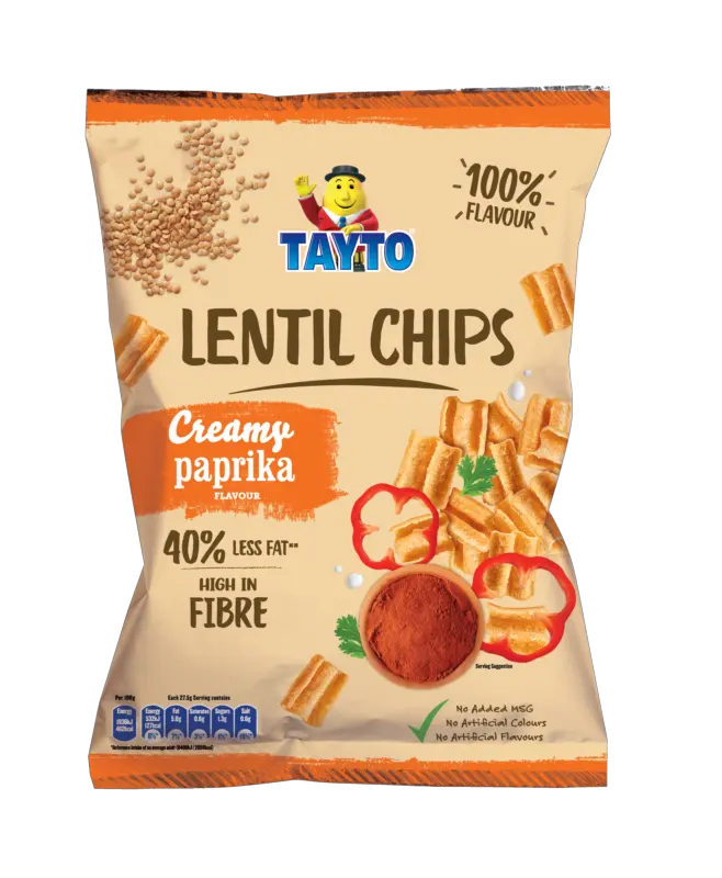Tayto Lentil Chips Creamy Paprika packet