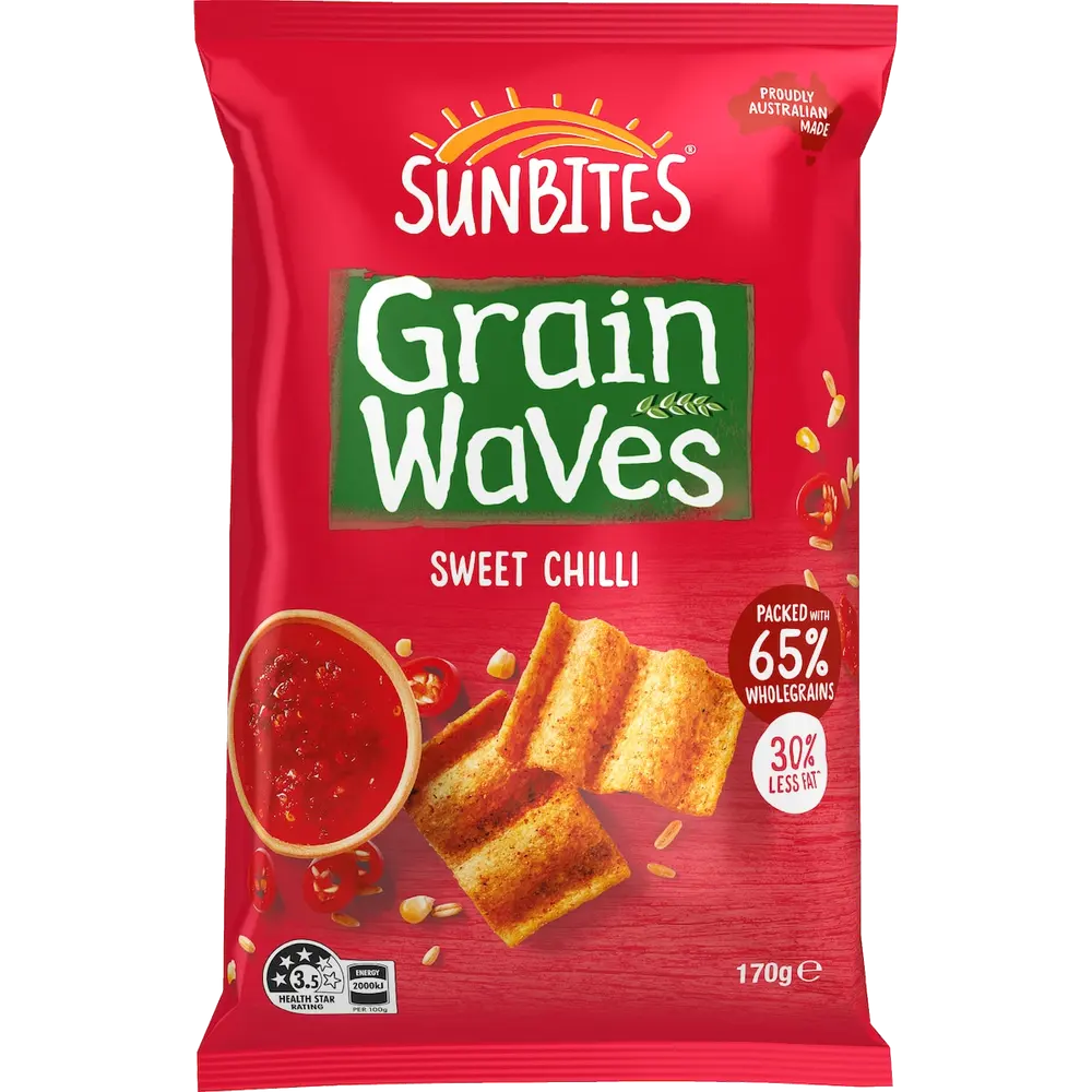 Sunbites Grain Waves Sweet Chilli Wholegrain Chips packet