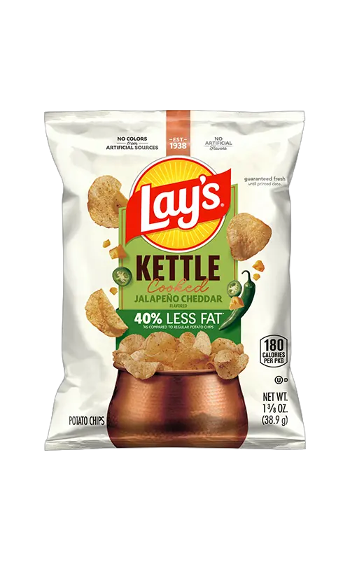 Lay's Kettle Cooked Reduced Fat Jalapeno Cheddar Flavored Potato Chips packet