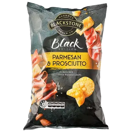 Blackstone Gourmet Snack Co. Parmesan & Prosciutto Flavoured Deli Style Potato Chips packet