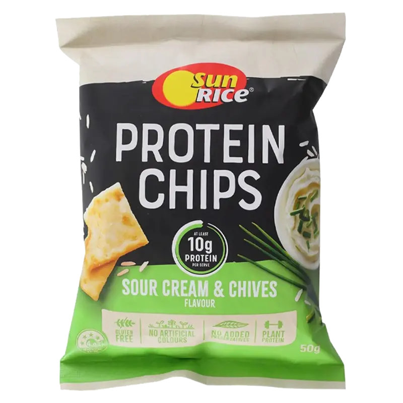 SunRice Protein Chips – Sour Cream & Chives packet