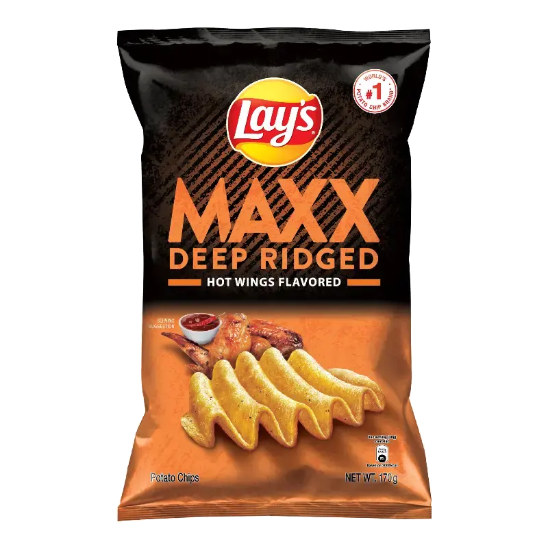 Lay's Maxx Deep Ridged Potato Chips – Hot Wings packet