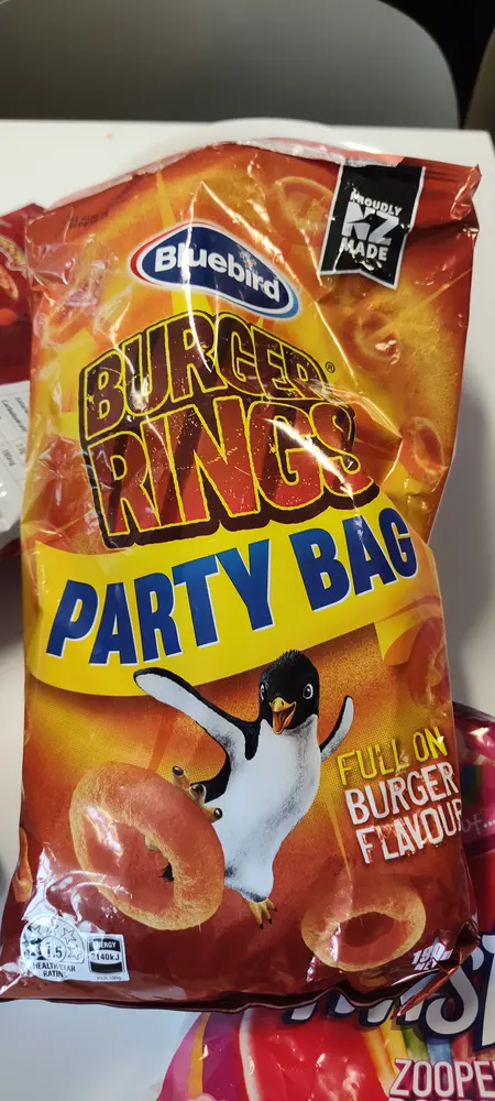 Burger Rings Party Bag Flamin Burger packet