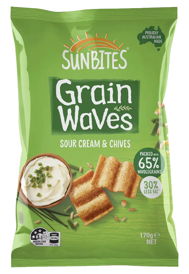 Sunbites Grain Waves Sour Cream & Chives Wholegrain Chips packet