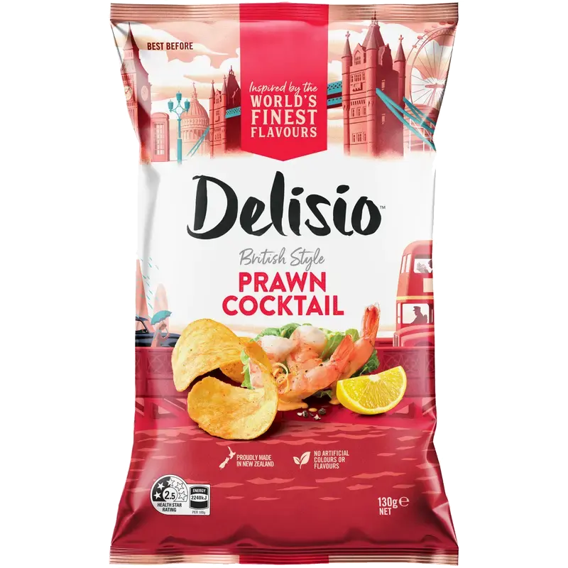 Delisio Potato Chips – British Style Prawn Cocktail packet