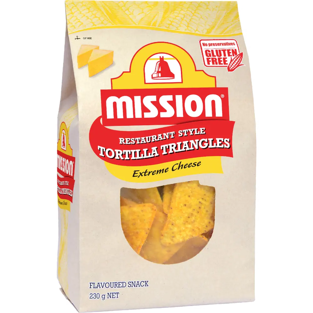 Mission Restaurant Style Tortilla Triangles Extreme Cheese 230 g packet