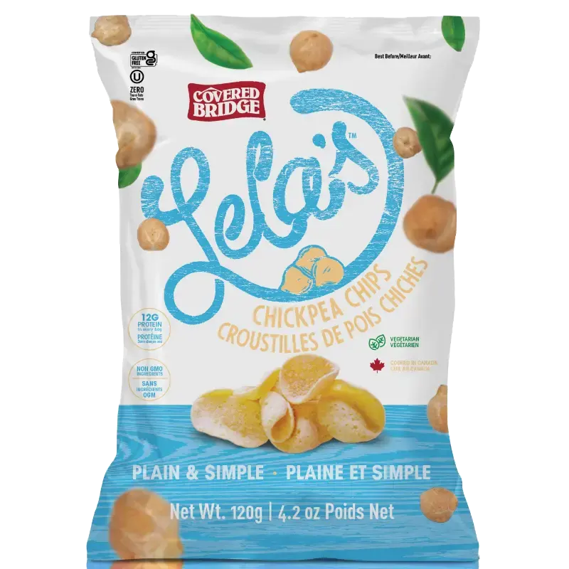 Covered Bridge Lela's Chickpea Chips – Plain & Simple packet