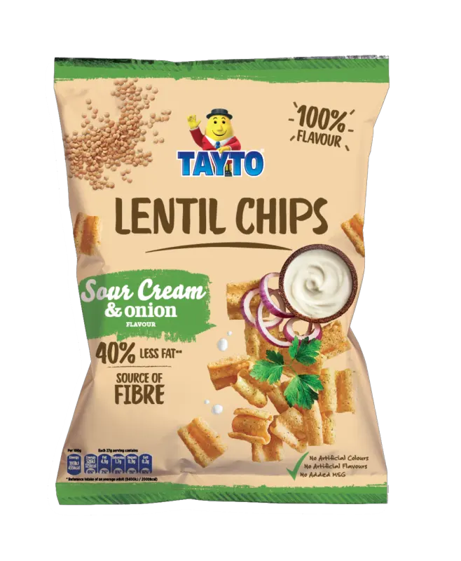 Tayto Lentil Chips Sour Cream & Onion packet