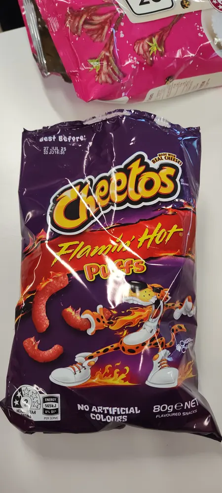 Cheetos Flaming Hot Puffs packet
