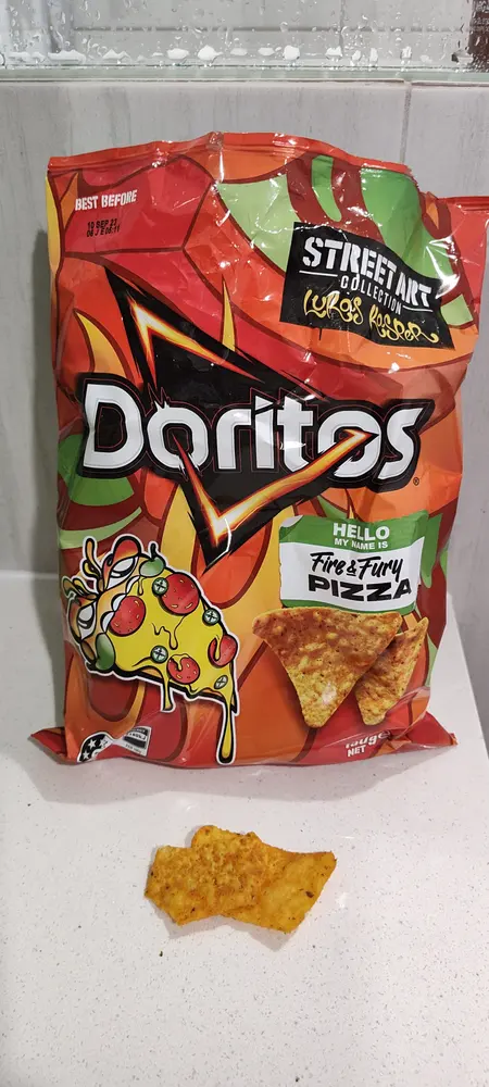 Doritos Fire and Fury Pizza packet